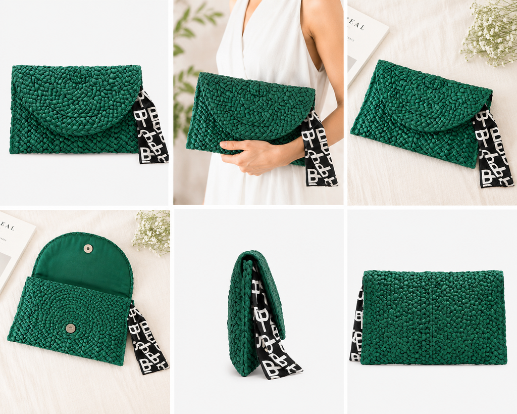 Emerald Weave Clutch